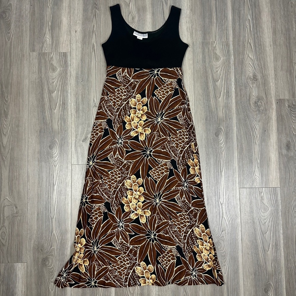 Vintage Jessica Howard Black Brown Floral Midi Dress - SIZE 4‎ Vacation Summer